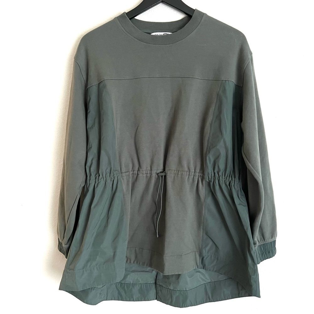 Athleta Triumph Hybrid Sweatshirt Womens Large Pullover Bali Green Crewneck